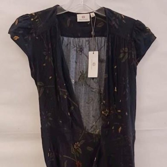 NWT AG Adriano Goldschmied Daphne Maxi Dress XS Extra Small Wrap Black Floral - Picture 2 of 8